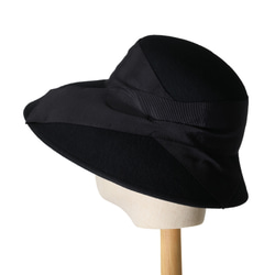 CHANEL ベージュ 帽子 ウールフェルトハット 黒リボン付き ウールハット レディース 帽子 ハット リボン付き 小顔 バケットハット