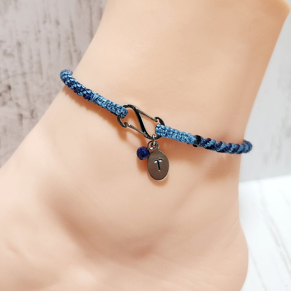 ほ。 様　確認用　イニシャルプレートと誕生石のミサンガアンクレット イニシャルプレートと誕生石の2colorミサンガアンクレット