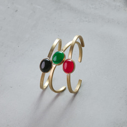 【在庫処分SALE】真鍮 ガラスバングル  選べる3collar  アンティークゴールド  BB020 2枚目の画像