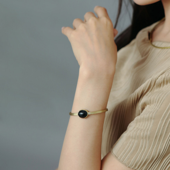 【在庫処分SALE】真鍮 ガラスバングル  選べる3collar  アンティークゴールド  BB020 9枚目の画像