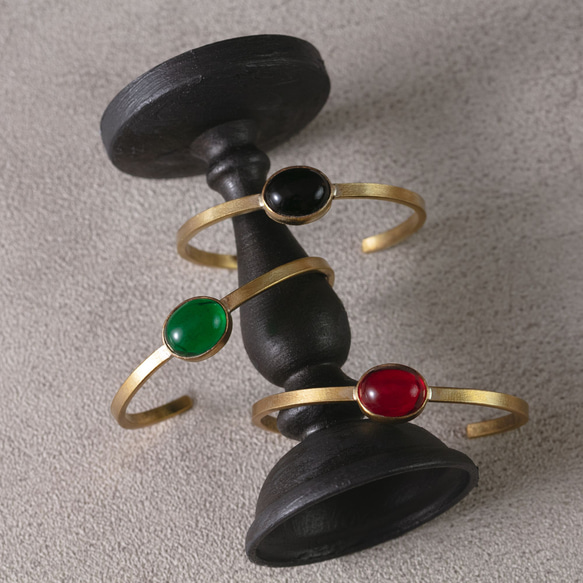 【在庫処分SALE】真鍮 ガラスバングル  選べる3collar  アンティークゴールド  BB020 13枚目の画像