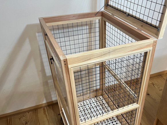 スノコ付き木製ケージ　ウサギ小屋　ネコの家　ペット小屋　フェレット　チンチラ 