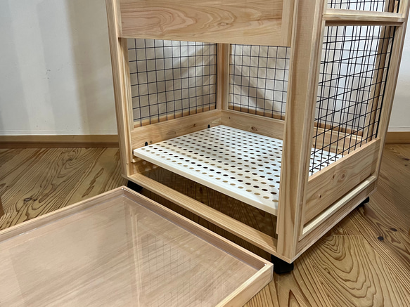 スノコ付き木製ケージ　ウサギ小屋　ネコの家　ペット小屋　フェレット　チンチラ 