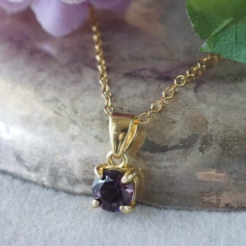 送料無料】8月誕生石 パープル スピネル ペンダントトップ 18kゴールド