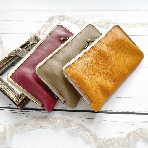 本革長財布＊がま口《送料無料》《ギフトラッピング》 がま口 fleur