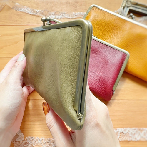 本革長財布＊がま口《送料無料》《ギフトラッピング》 がま口 fleur