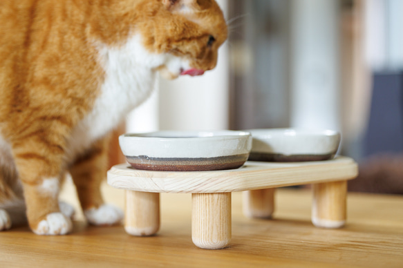 猫用食器台（テーブルのみ）・丸足バージョン　【食器テーブル・ペット用・餌台・木製・ナチュラル】 3枚目の画像