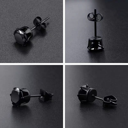 414☆ブラック 医学用ステンレス1ポイントピアス両耳 ピアス（その他  