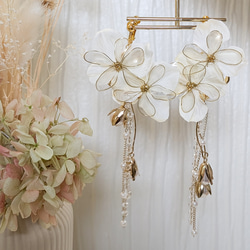 shiny flower~ オーロラフラワー ディップアート ピアス イヤリング