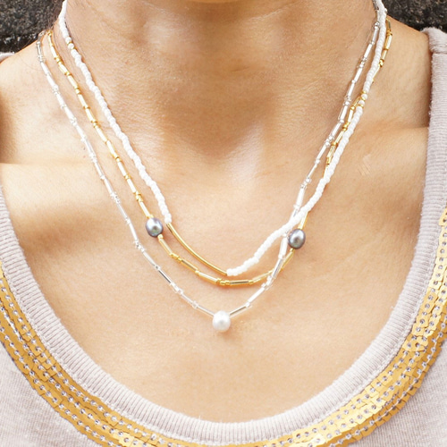 ビーズネックレス 白 ネックレス・ペンダント Cocoparis75 通販 ビーズネックレス 白 ネックレス・ペンダント Cocoparis75 通販
