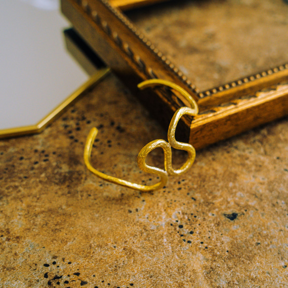 Creema限定  超個性的 真鍮バングル アンティークゴールド フリーサイズ  送料無料　BB014 8枚目の画像