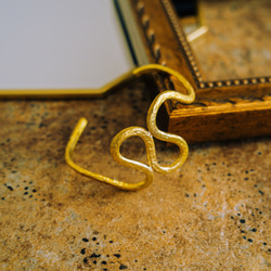 Creema限定  超個性的 真鍮バングル アンティークゴールド フリーサイズ  送料無料　BB014 4枚目の画像