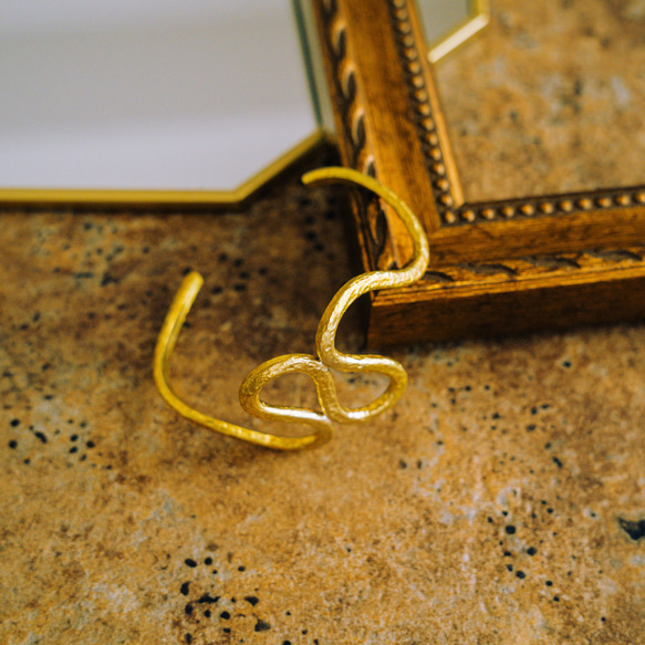 Creema限定  超個性的 真鍮バングル アンティークゴールド フリーサイズ  送料無料　BB014 5枚目の画像