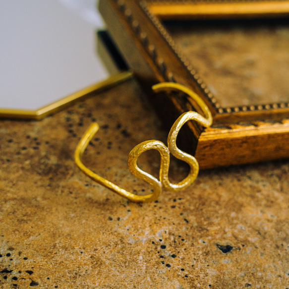 Creema限定  超個性的 真鍮バングル アンティークゴールド フリーサイズ  送料無料　BB014 7枚目の画像