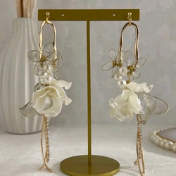 shiny flower~ オーロラフラワー ディップアート ピアス イヤリング