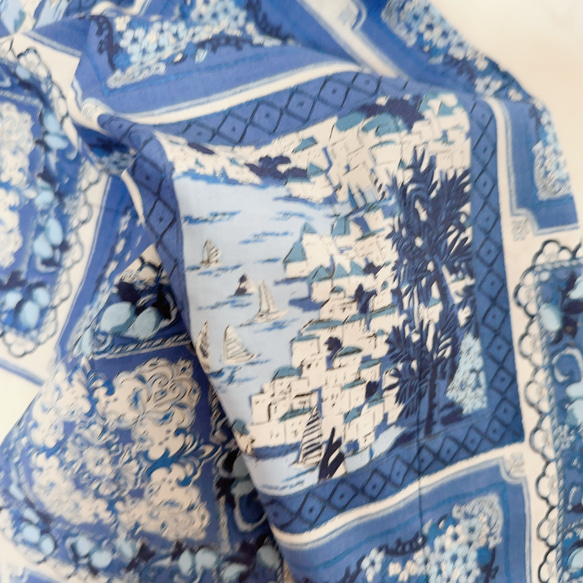 襦袢　替袖　替え袖　ベネツィアの風景と花　ブルー 5枚目の画像