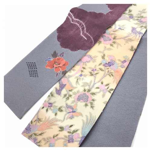 小鳥と桜のアンティーク両面帯｜振袖 