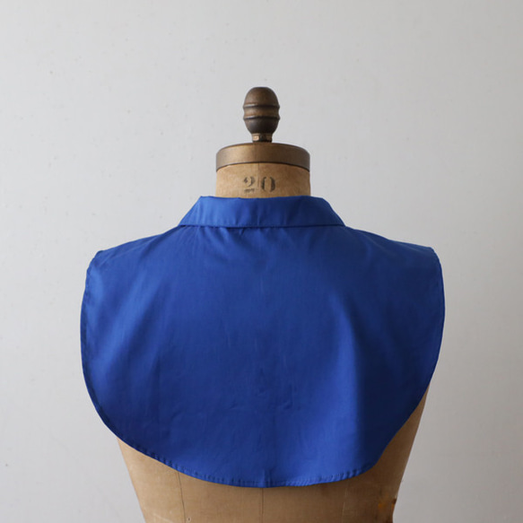 ⁂重ねて楽しむ　付け襟　丸襟 　ブルー　コットン１００％　丸襟　付け衿　E17B 3枚目の画像