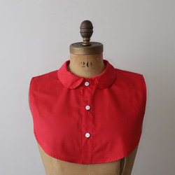 ⁂新作　重ねて楽しむ　付け襟　丸襟 　レッド　コットン１００％　丸襟　付け衿　E17D 2枚目の画像