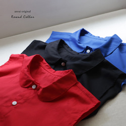 ⁂新作　重ねて楽しむ　付け襟　丸襟 　レッド　コットン１００％　丸襟　付け衿　E17D 9枚目の画像