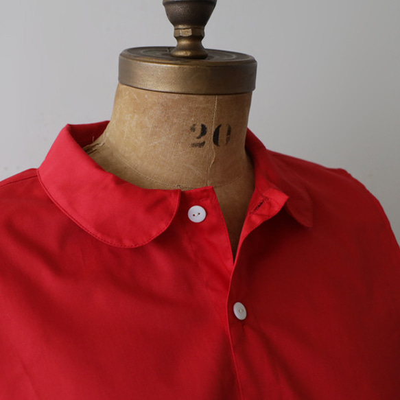 ⁂新作　重ねて楽しむ　付け襟　丸襟 　レッド　コットン１００％　丸襟　付け衿　E17D 7枚目の画像
