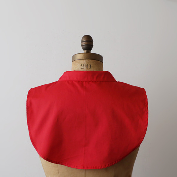 ⁂新作　重ねて楽しむ　付け襟　丸襟 　レッド　コットン１００％　丸襟　付け衿　E17D 3枚目の画像