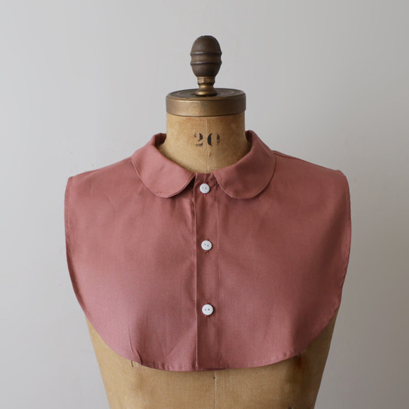 新作　重ねて楽しむ　付け襟　丸襟 　ギマ擬麻コットン　ピンク　丸襟　付け衿　E17E 2枚目の画像