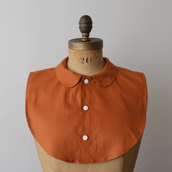 新作　重ねて楽しむ　付け襟　丸襟 　ギマ擬麻コットン　オレンジ　丸襟　付け衿　E17F 8枚目の画像