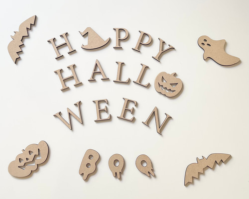 ハロウィン レターバナーセット ／木製 飾り付け ハッピーハロウィン