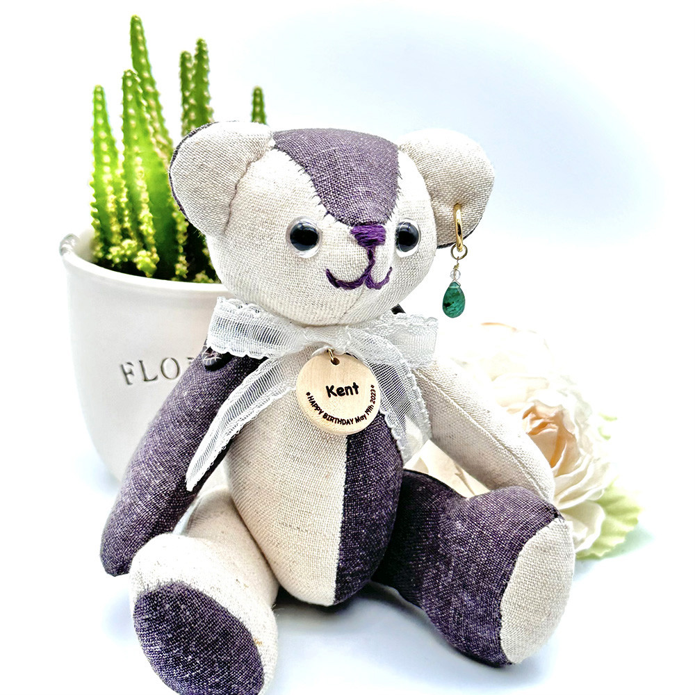 送料無料 ☆ Happy Bear & Birth stones  名入れ・ギフトに最適！可愛いクマのぬいぐるみと誕生石