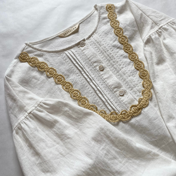 《 歌うあの子の Airy Blouse 》08/オフホワイト/レース/刺繍/バルーンスリーブ/ブラウス 5枚目の画像