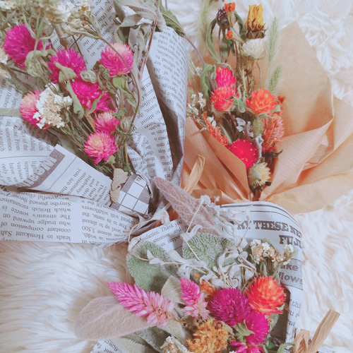 3つのブーケ SALE Eドライフラワー三点セット 可愛くてお洒落なブーケ  