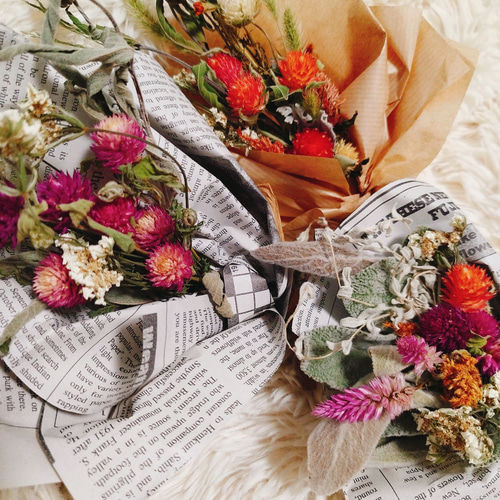 3つのブーケ SALE Eドライフラワー三点セット 可愛くてお洒落なブーケ  