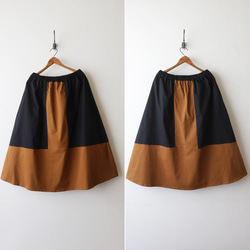 ラスト１  最終ＳＡＬＥ　７８ｃｍストレッチ伸縮コットンチノ生地  愉快なギャザースカート　２色パッチワークY55B 3枚目の画像