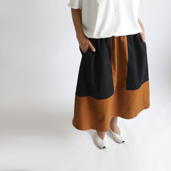 ラスト１  最終ＳＡＬＥ　７８ｃｍストレッチ伸縮コットンチノ生地  愉快なギャザースカート　２色パッチワークY55B 7枚目の画像