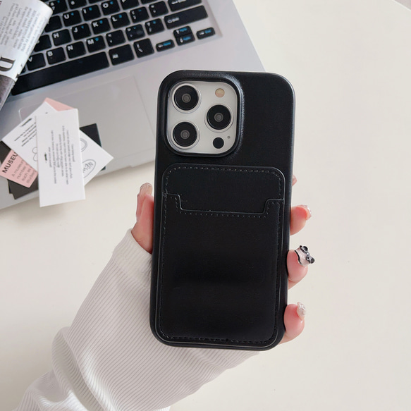 iphone13mini ケース カード収納 シンプル スマホケース 2枚目の画像