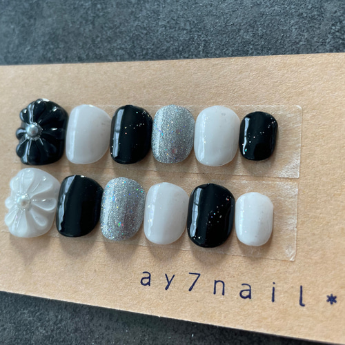 サイズオーダー無料♡033ネイルチップ♡匿名配送料込♡ブラックネイル