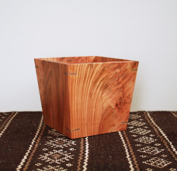 木製 鉢カバー（4号鉢用）桜材1　植木鉢カバー 2枚目の画像