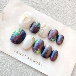 ネイルチップ 夏 花火 ショートネイルチップ 2枚目の画像