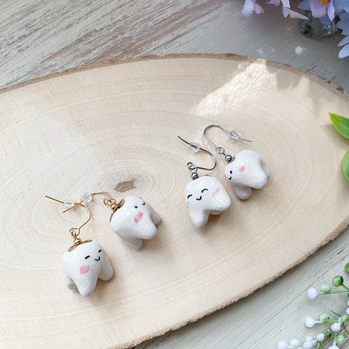 金歯ちゃん 銀歯ちゃんピアス/陶器系 奥歯くん 歯 ピアス 金歯ちゃん 銀歯ちゃんピアス/陶器系 奥歯くん 歯 ピアス
