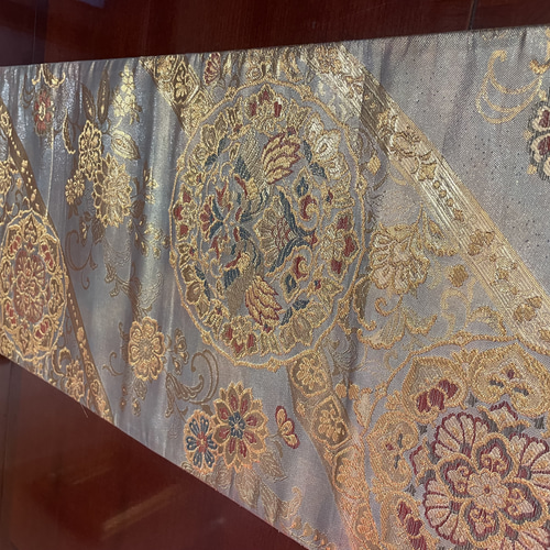 2219豪華な刺繍の袋帯リメイク 正絹テーブルランナー テーブル