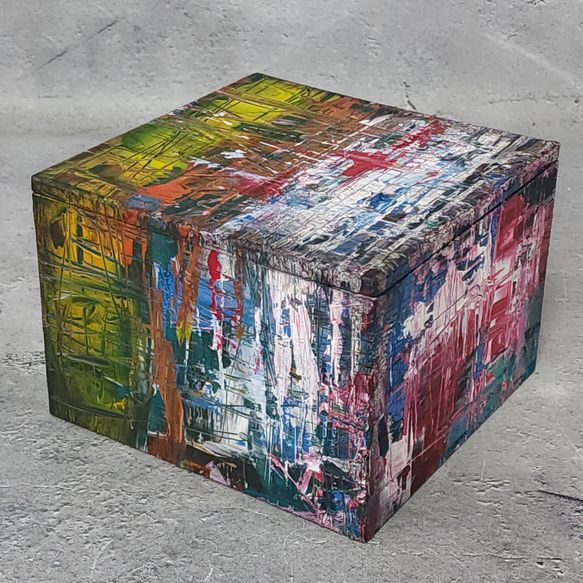 ひろ・あおき　作　「筥001」力への意思　アクリル/木箱　抽象絵画　現代アート　オブジェ　立体作品 1枚目の画像