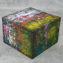 ひろ・あおき　作　「筥001」力への意思　アクリル/木箱　抽象絵画　現代アート　オブジェ　立体作品 2枚目の画像