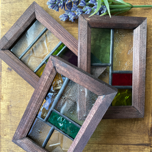 ステンドグラス3点セット ステンド グラス ステンドグラス ステンドガラス デザインパネル