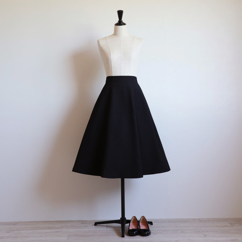 映える・美シルエット】ワッフルふくれジャガード フレアスカート