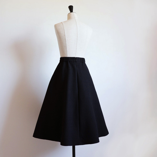 映える・美シルエット】ワッフルふくれジャガード フレアスカート