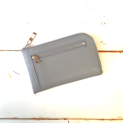 スリムで軽いミニ財布(グレー)高級イタリアンレザー◇カード入れは10か