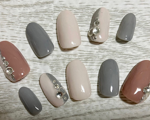 オーダー】【カラー変更OK】ネイルチップマグネットシンプルキラキラ