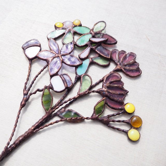 敬老の日にも♪1年中枯れない、ステンドグラスの秋色花束