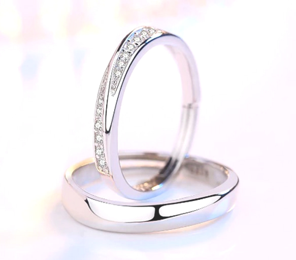 ペアリング　結婚指輪　クリスマス　誕生日　記念日　プレゼント　シンプル　スターリンシルバー  ビジュー　つけっぱなしok 8枚目の画像